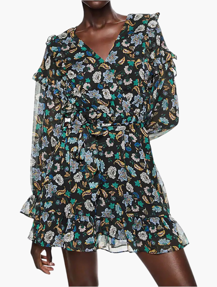 Mango floral chiffon hot sale dress